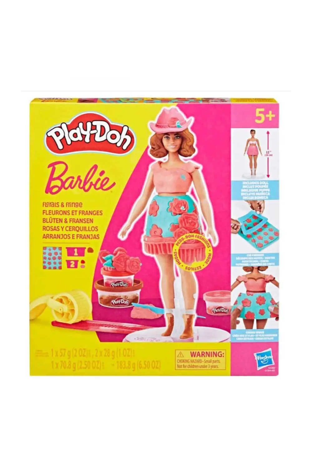 G1360 Play-Doh Barbie Çiçek Desenleri ve Püsküller Hamur Oyun Seti +3 yaş