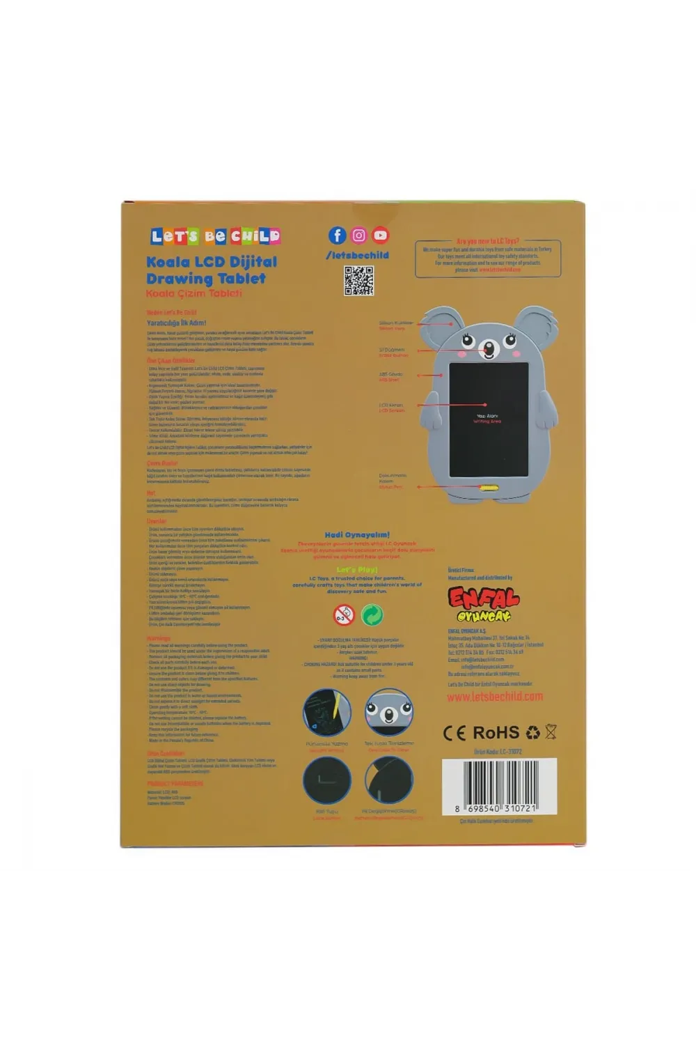 LC-31072 Koala Çizim Tableti 8.5 inç -Lets be Child