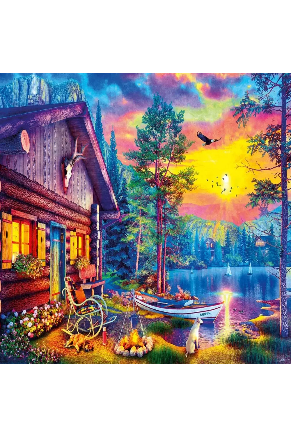 20818 PUZZLE 1000 Evening Sunset Cabin
