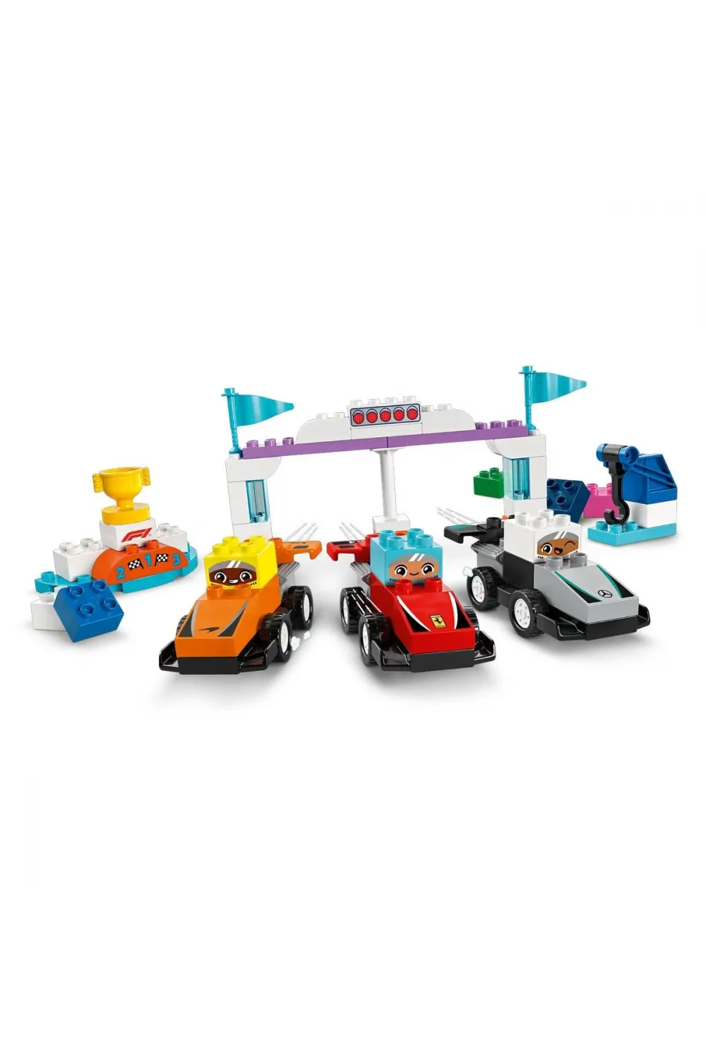 10445 Lego Duplo F1 Takımı Yarış Arabaları ve Sürücüleri 70  parça +2aş