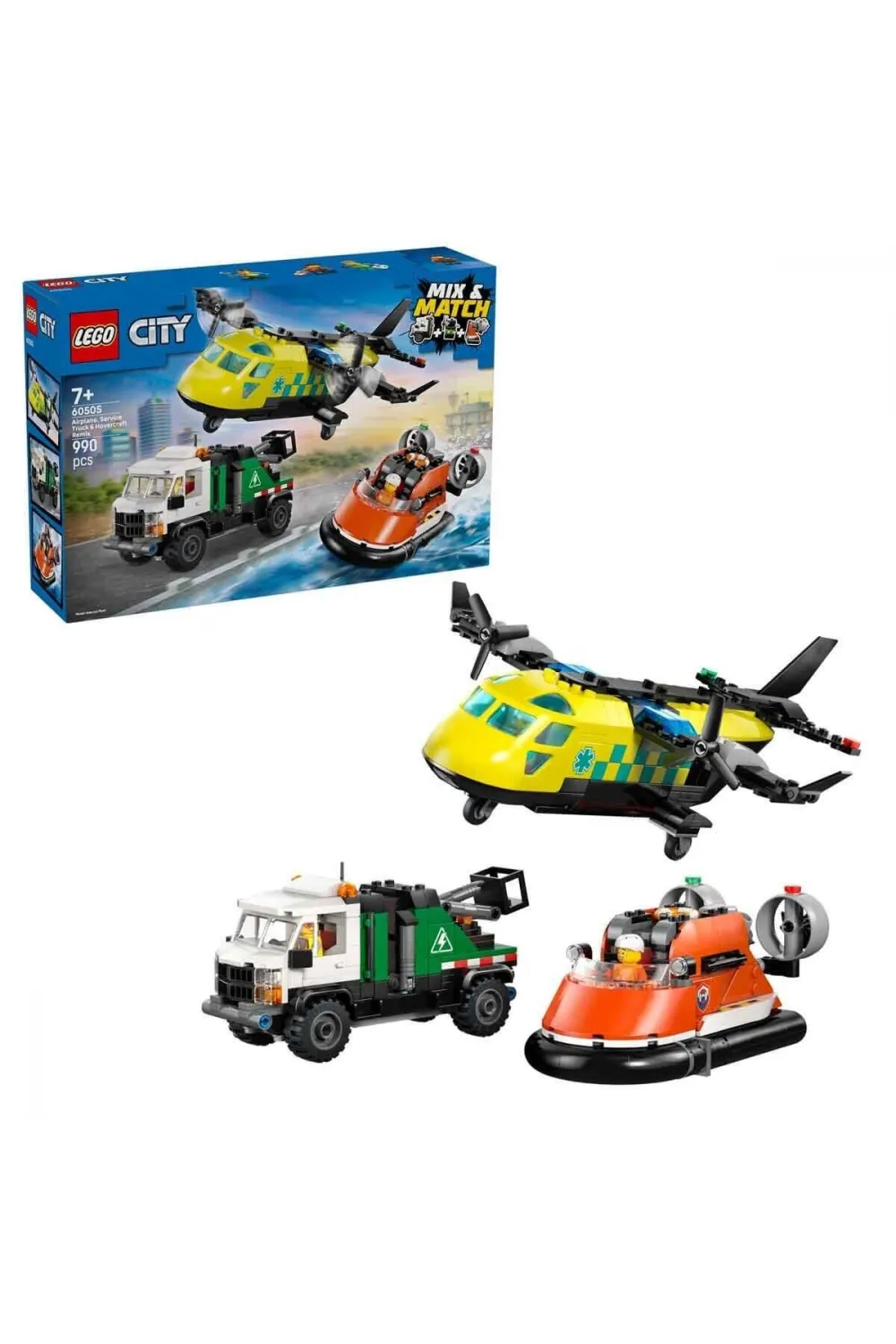 60505 Lego City Uçak, Servis Kamyonu ve Hoverkraft 990 parça +7 yaş