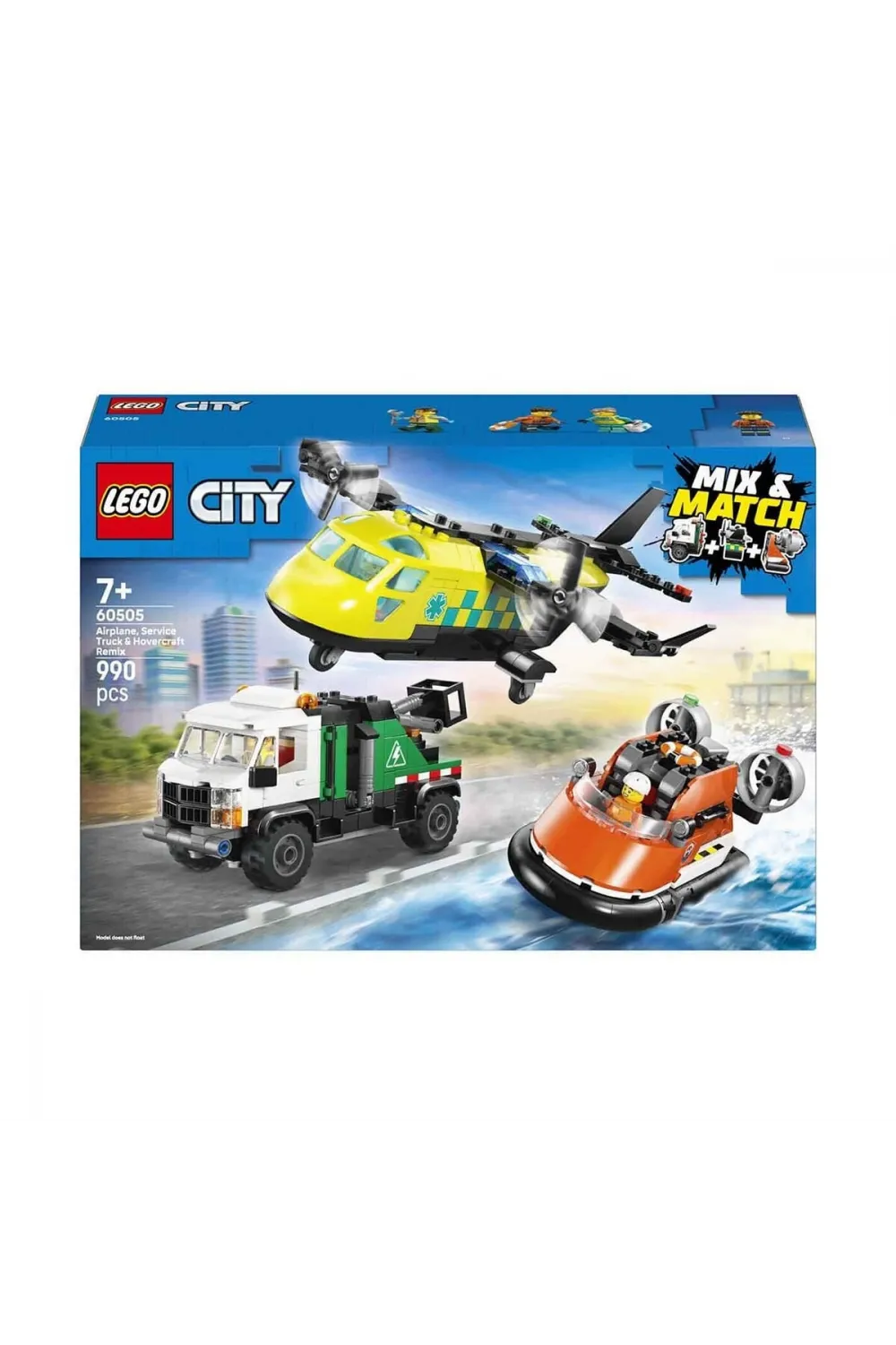 60505 Lego City Uçak, Servis Kamyonu ve Hoverkraft 990 parça +7 yaş