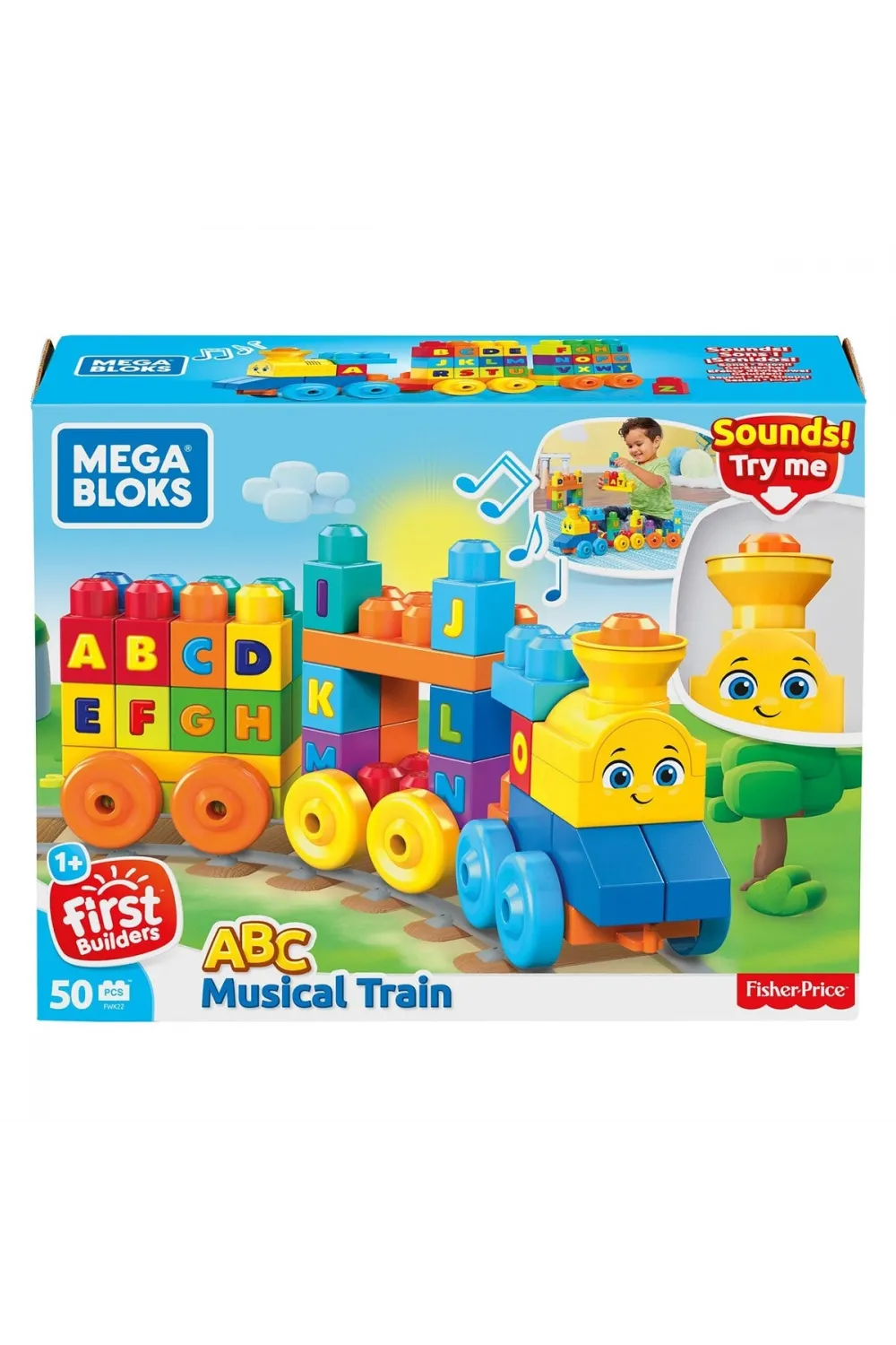 FWK22 MEGA BLOKS® Müzikli Alfabe Treni 50 parça +1 yaş