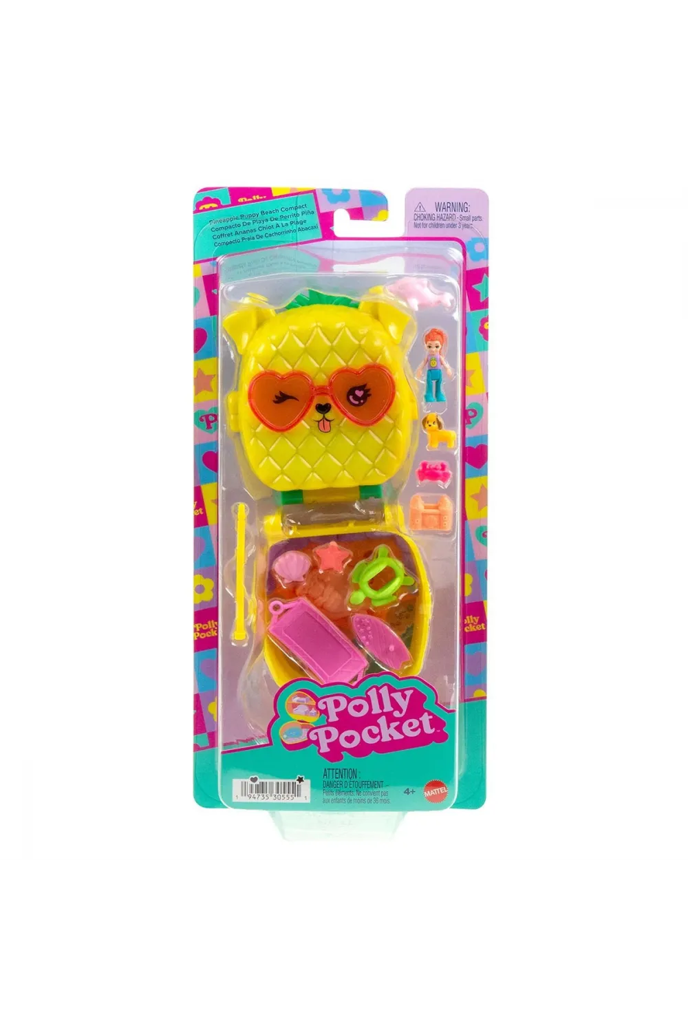 JFV00 Polly Pocket Ananas Köpekçik Plajı Mini Oyun Seti