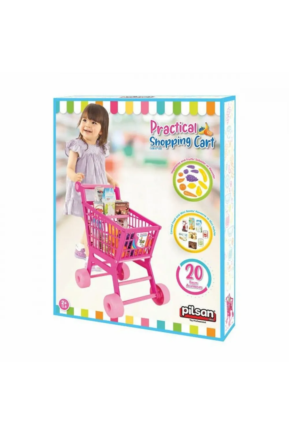 07 608 Pilsan Pratik Pembe Market Arabası (meyve ve sebze)