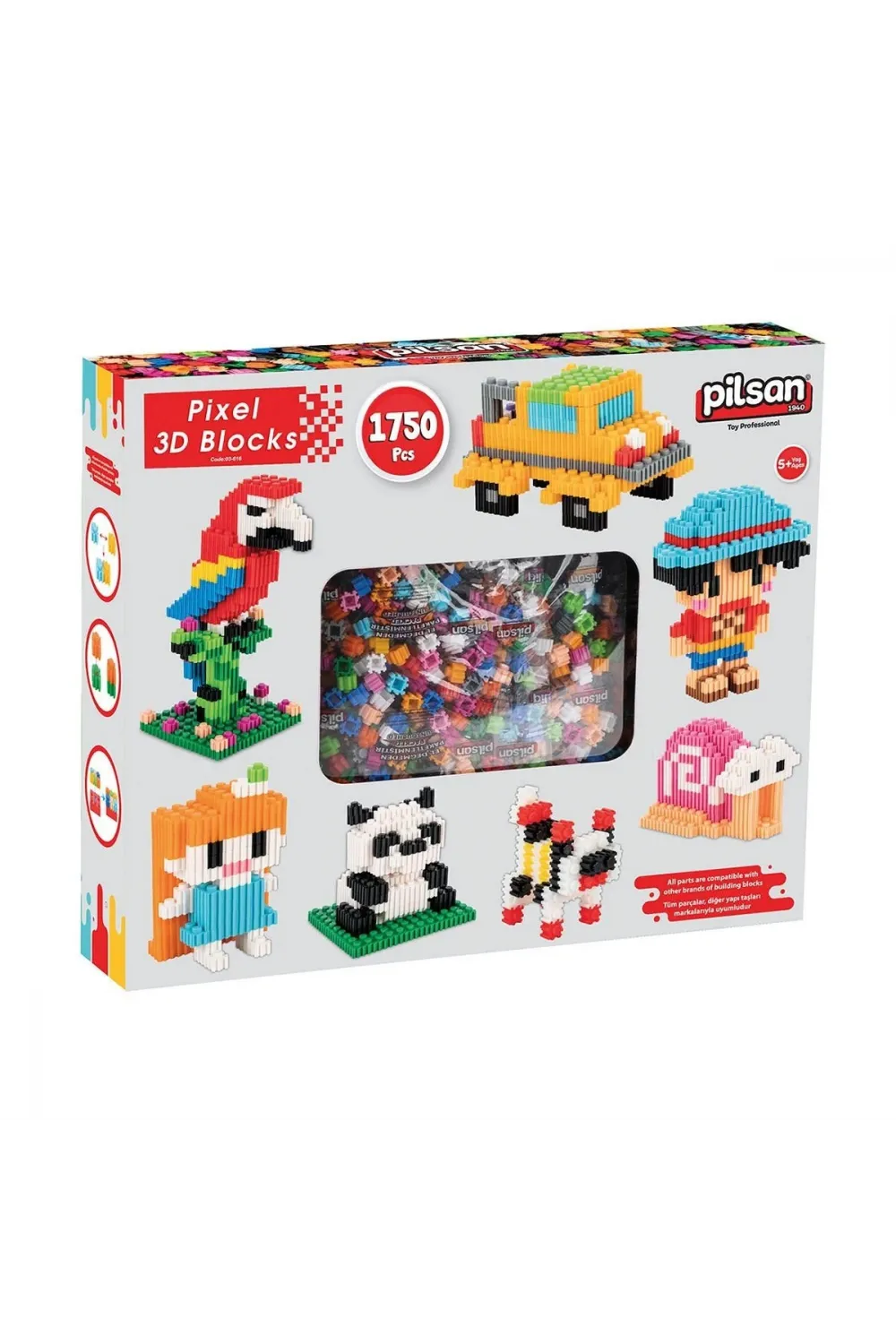 03 616 Pixel 3D Bloklar 1750 Parça -Pilsan Oyuncak