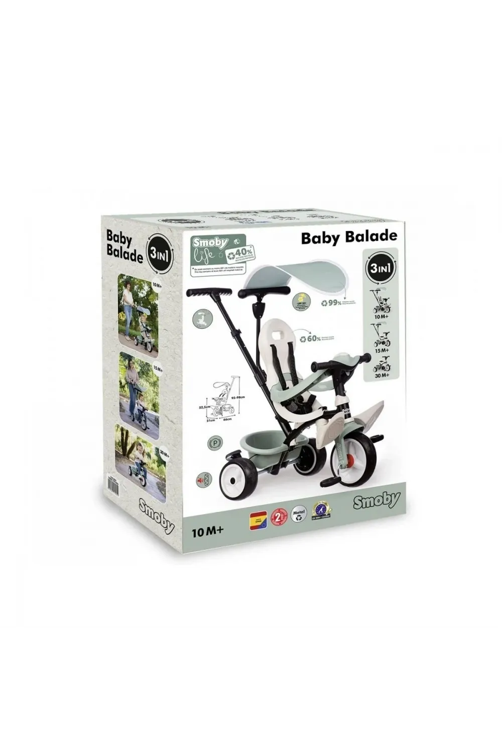 7600741405 Smoby Baby Balade Bej 3 Tekerlekli 3ü 1 arada Bisiklet +10 ay