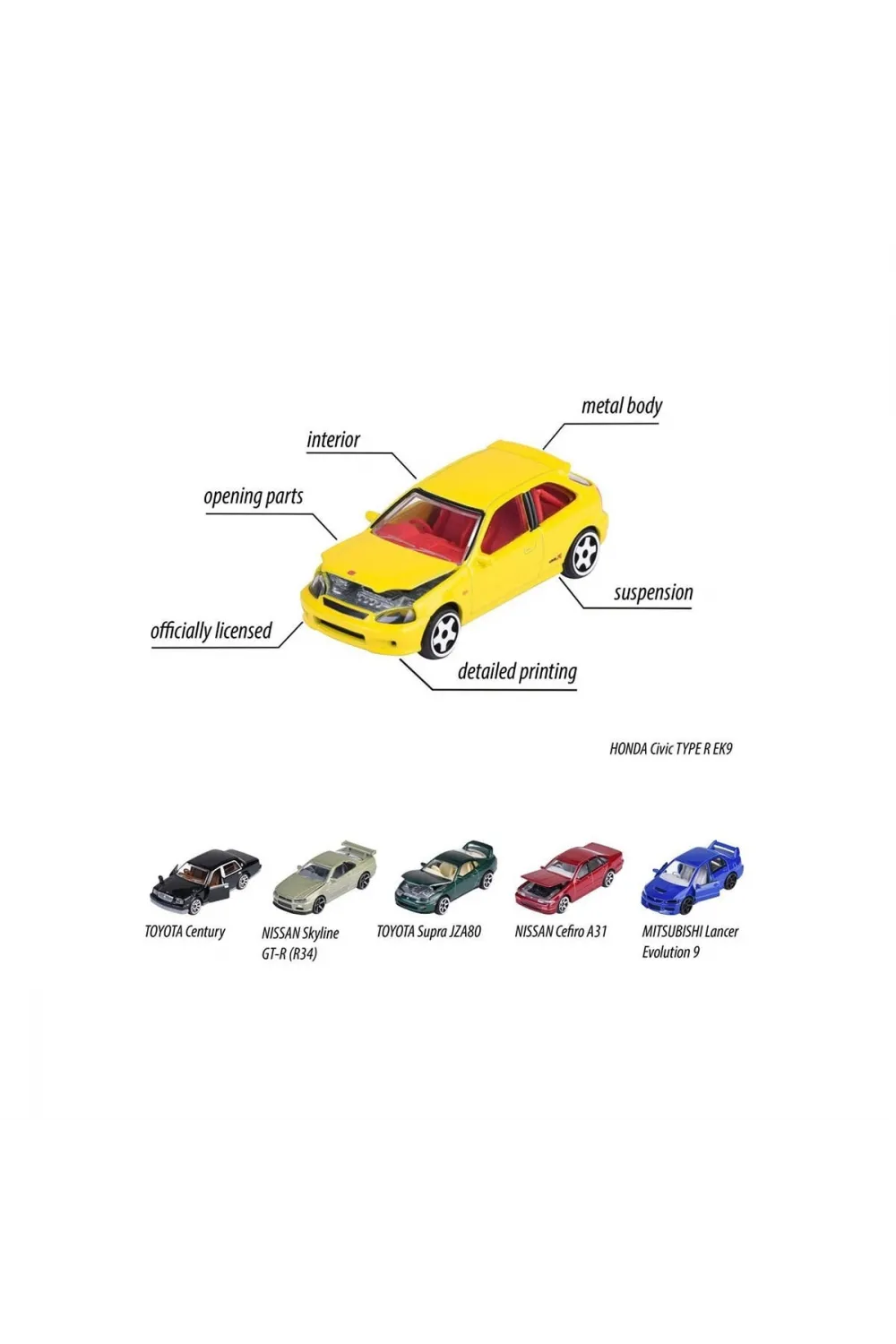 8502100000 JDM Legends Premium Cars, 6-asst.freewheel, die-cast, 1 opening pa(Belirtilen fiyat, tekli satış için adet fiyatıdır.)