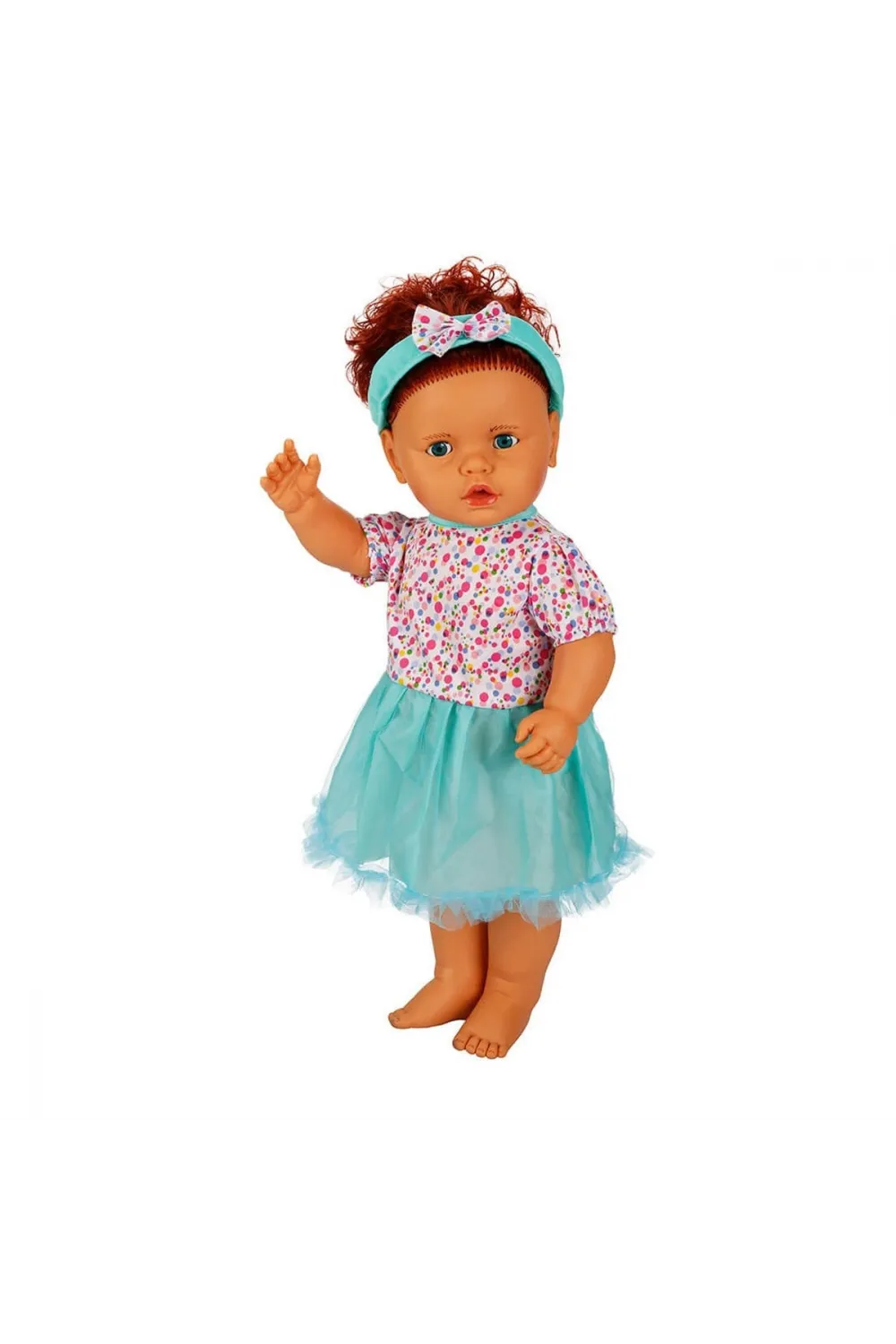 1060011 Lila Sesli Saçlı Et Bebek 60 cm