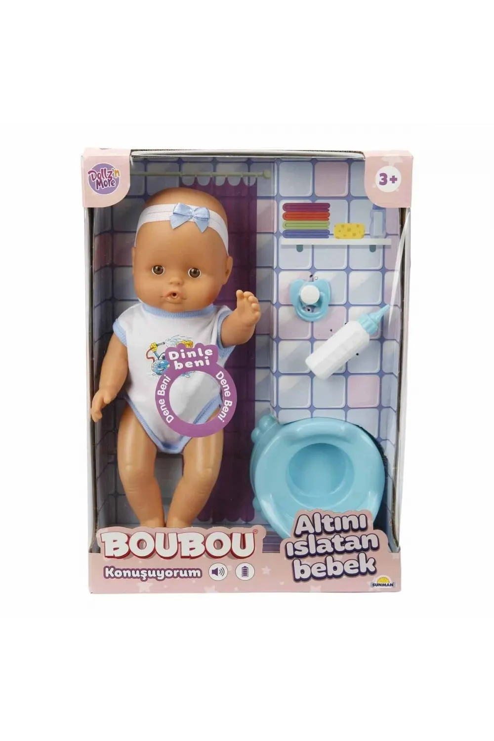 2030121 Sunman, Boubou Altını Islatan ve Konuşan Bebek Seti 30 cm