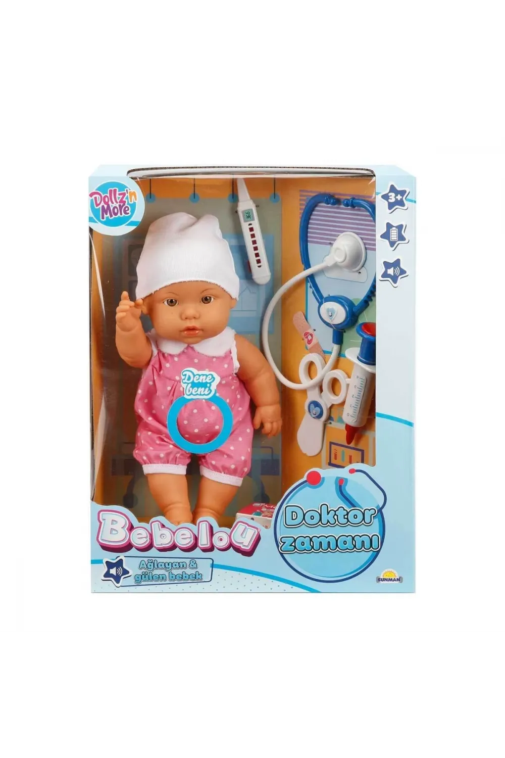 30111 Bebelou Doktor Zamanı Sesli Bebek Seti 35 cm -Sunman(Ürün oyuncaktır)