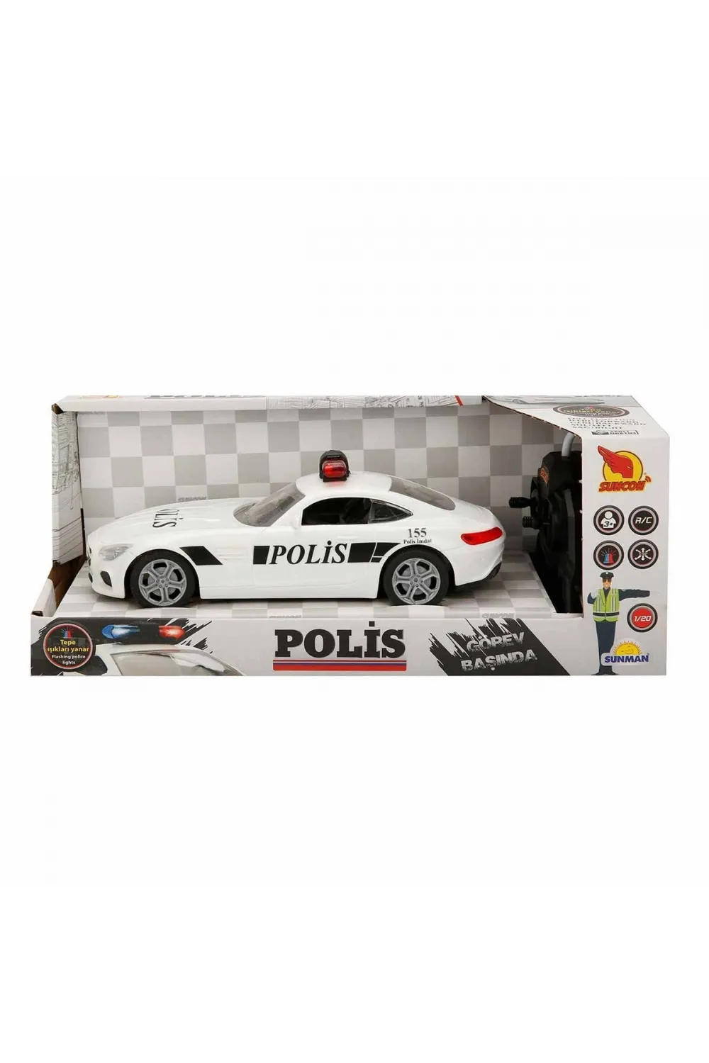 20357 Uzaktan Kumandalı Suncon Işıklı Polis Arabası 21 cm