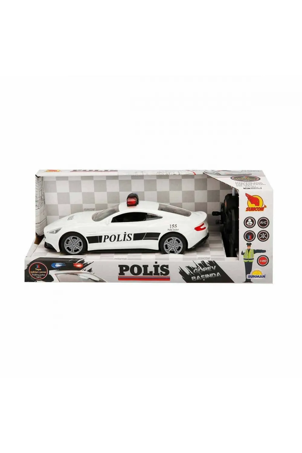 20357 Uzaktan Kumandalı Suncon Işıklı Polis Arabası 21 cm
