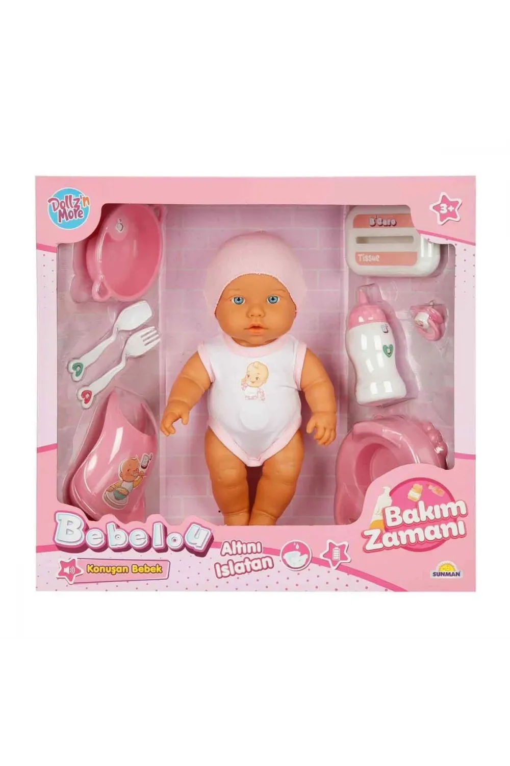 3823 Bebelou Bakım Zamanı Sesli Gülen Ağlayan Bebek 32 cm -Sunman