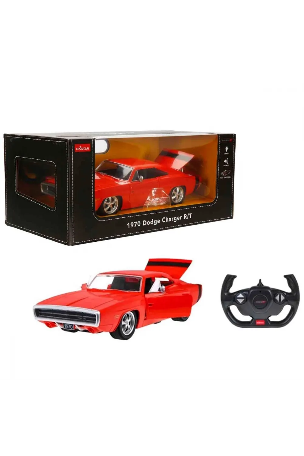 1099000 SUN-RAS-RC ARABA 1 16 1970 DODGE CHARGER RT FF SESLİ IŞIKLI 2 4GHZ