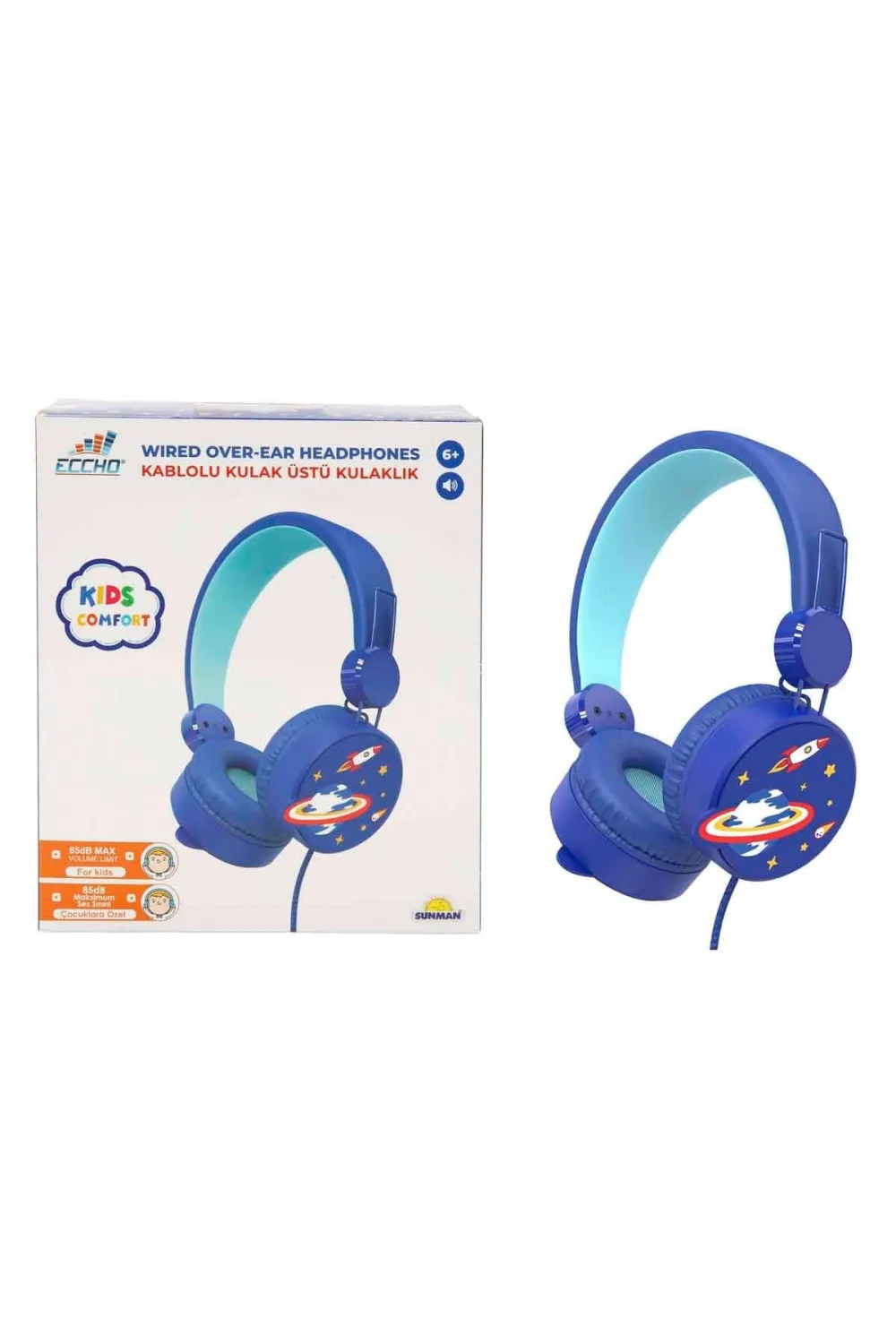 S02002604 -SUN-GLE-ECH-KULAKLIK MİKROFONLU KABLOLU UZAY RESİMLİ MV.