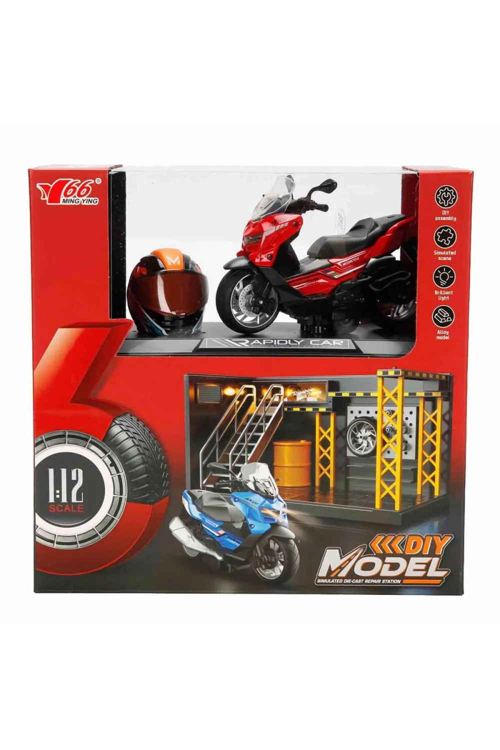 5839 SUN-MYG-MOTOSİKLET 1 12 BMW KASKLI FİGÜR PB.3R SES IŞIK