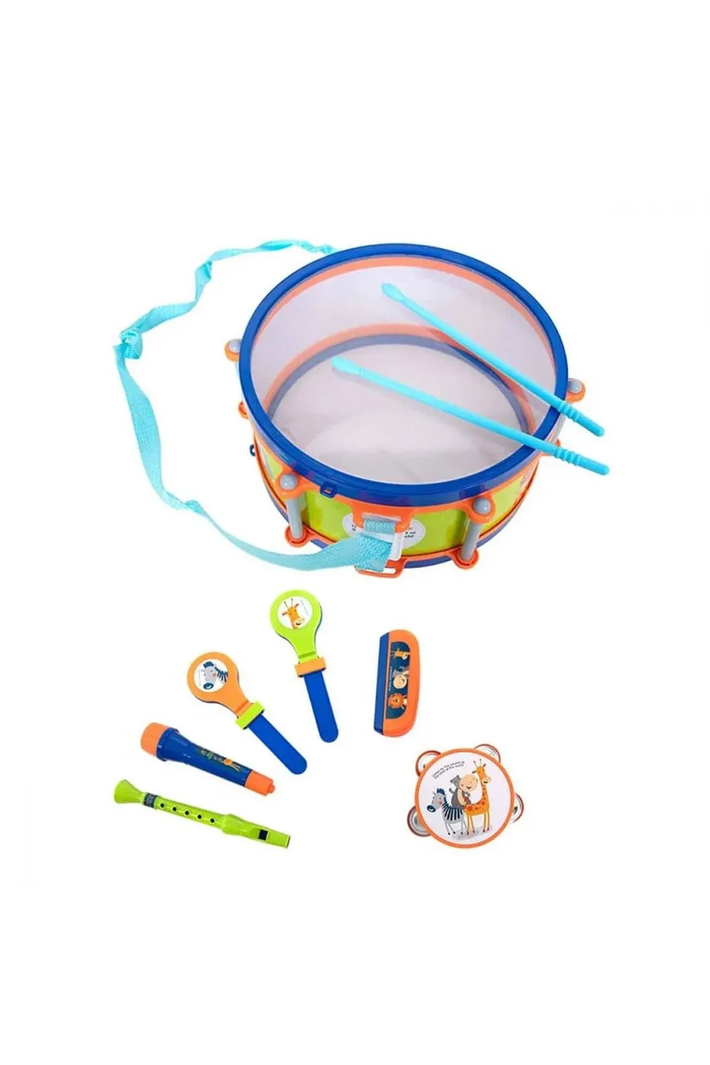 4254 SUN-RST-ECH-MÜZİK SET DAVUL 2MARAKAS TEF FLÜT MİKROFON 2BAGET MIZIKA