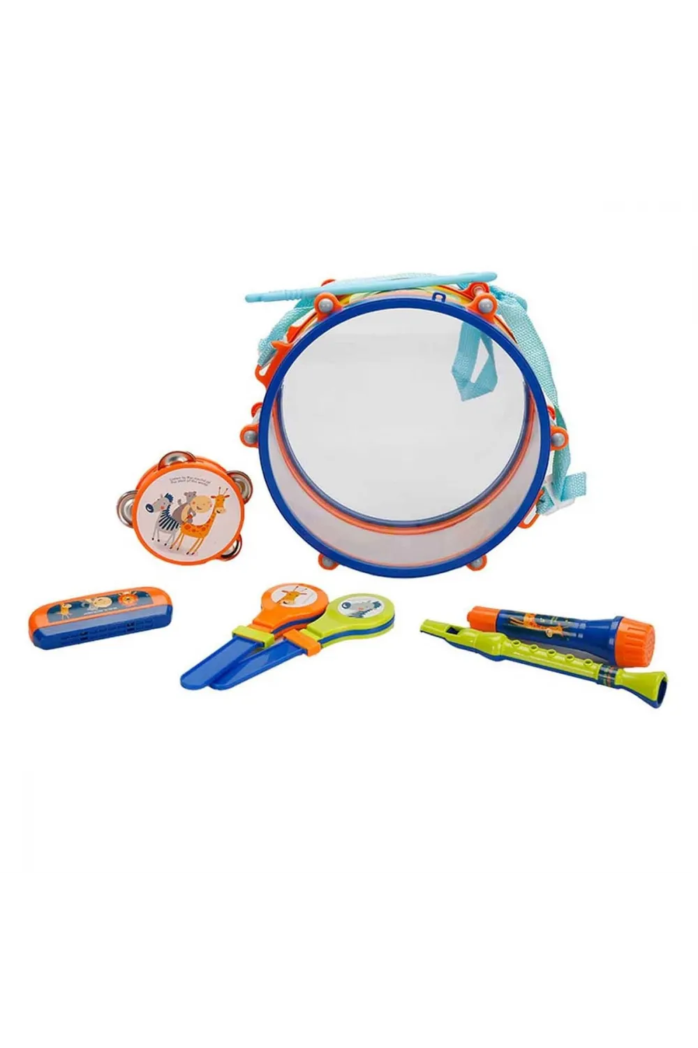 4254 SUN-RST-ECH-MÜZİK SET DAVUL 2MARAKAS TEF FLÜT MİKROFON 2BAGET MIZIKA