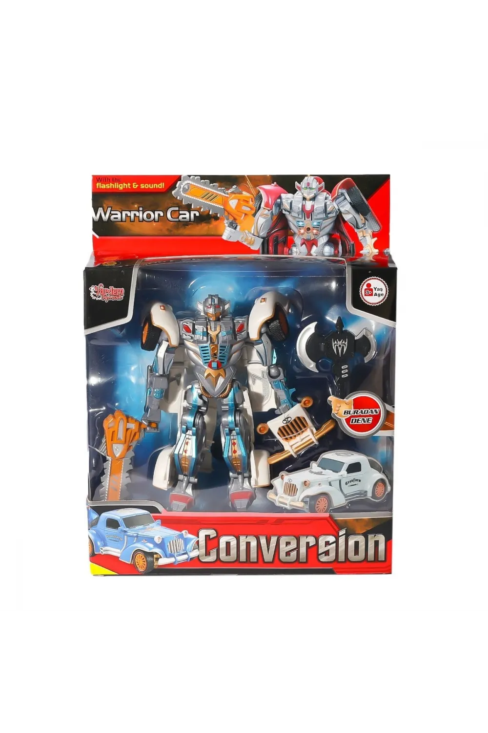 HW-668-1-2 Işıklı Dönüşebilen Robot Araba -Vardem