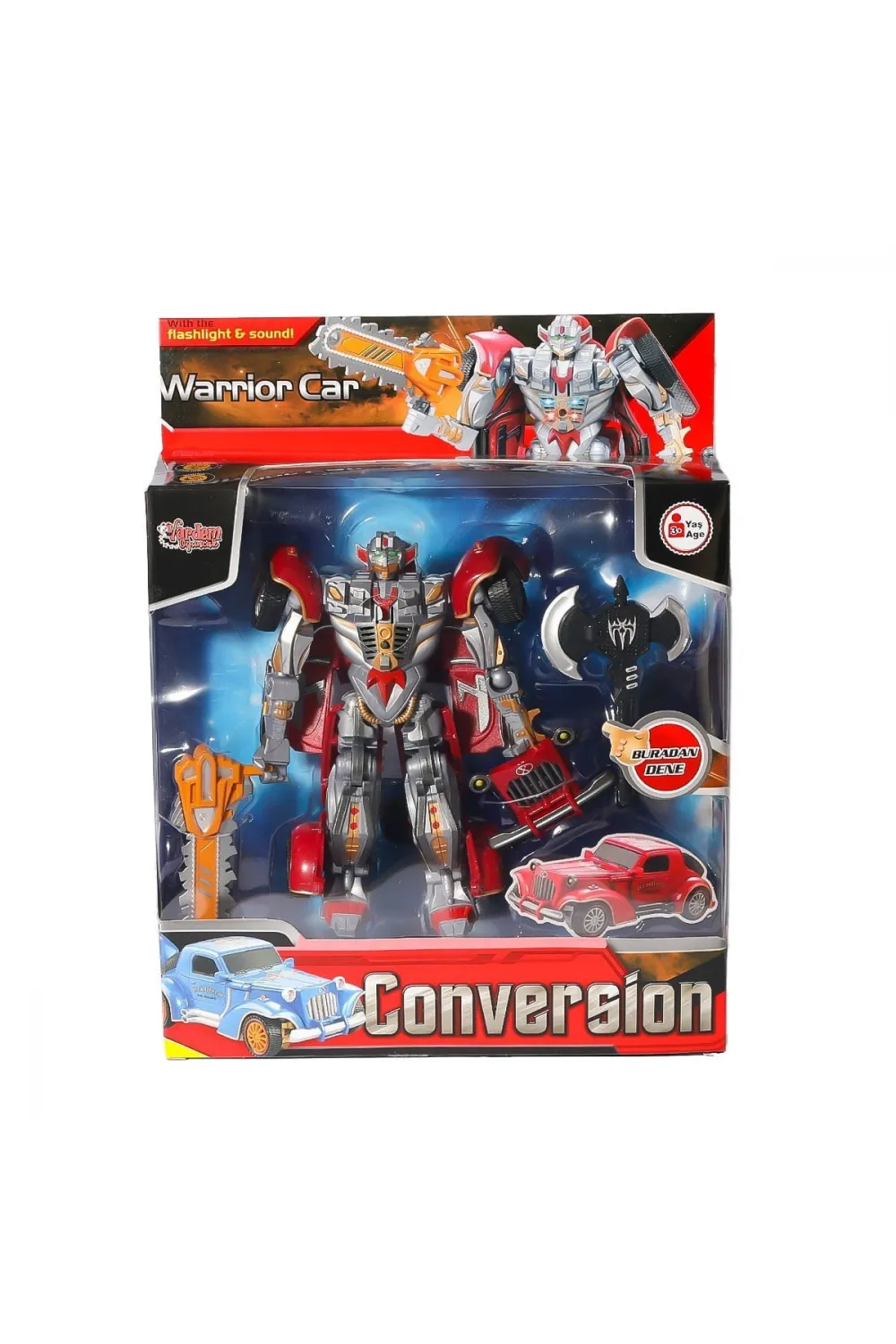 HW-668-1-2 Işıklı Dönüşebilen Robot Araba -Vardem