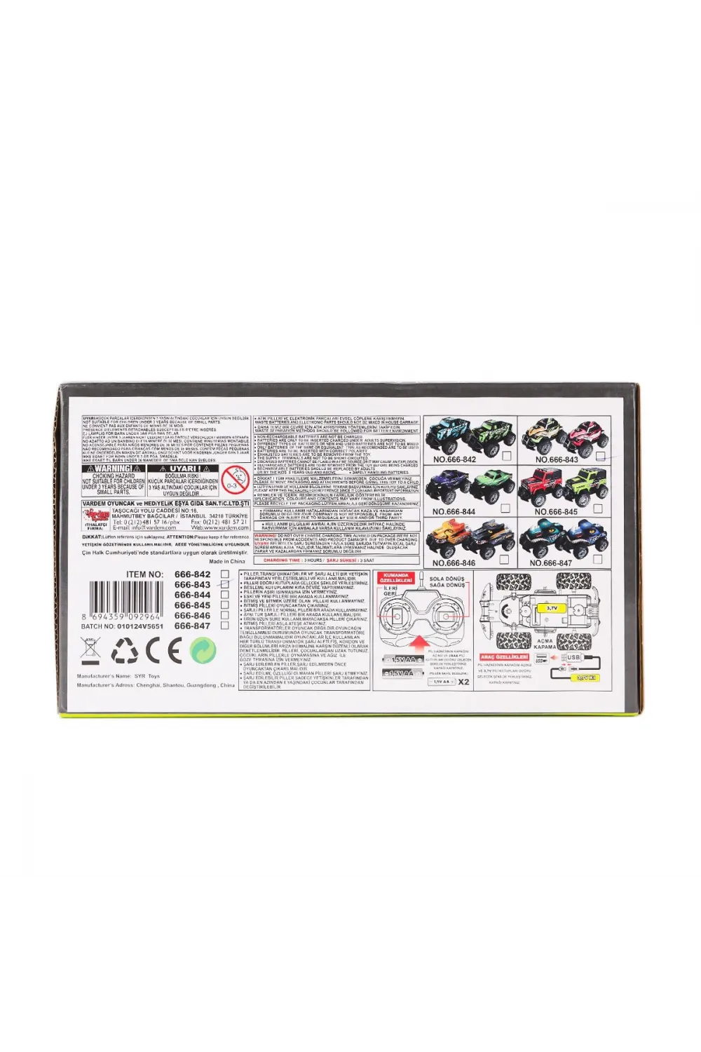 SYR-666-842-3-4-5-6-7 Kumandalı Şarjlı Rover Off Road Işıklı araba 1:24 -Vardem Oyuncak
