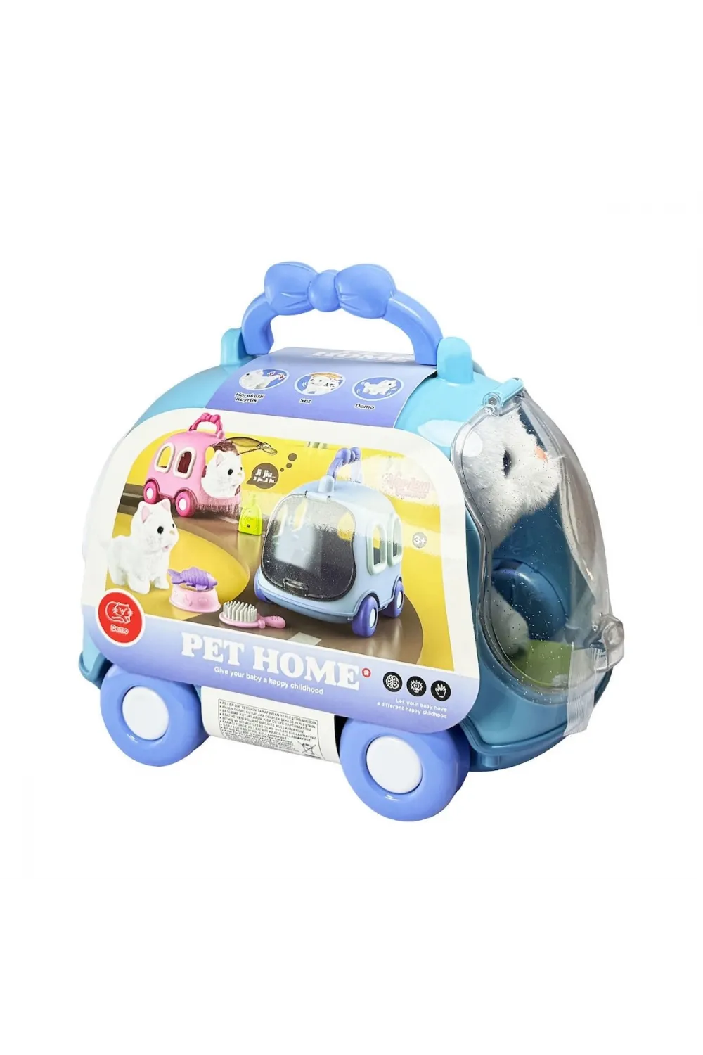 JND-6801 Taşıma Araba Çantalı Hareketli Pilli Kedi Set -Vardem Oyuncak