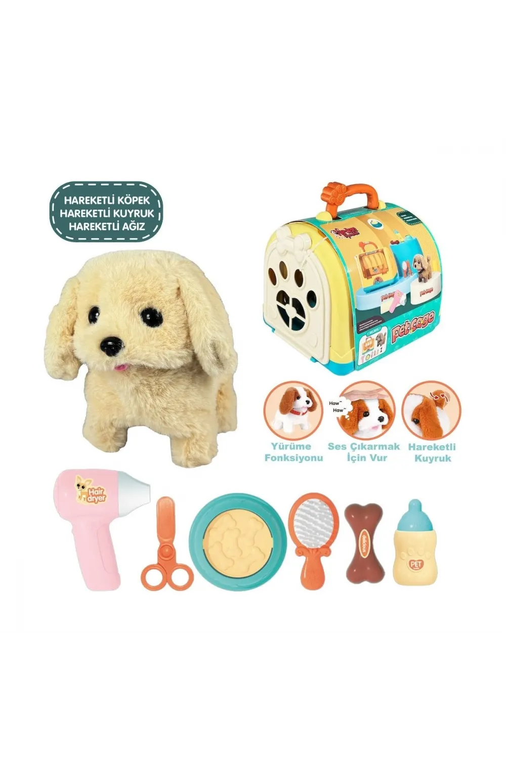 JND-3615 Taşıma Çantalı Hareketli Pilli Köpek Set (Pet Shop) -Vardem Oyuncak