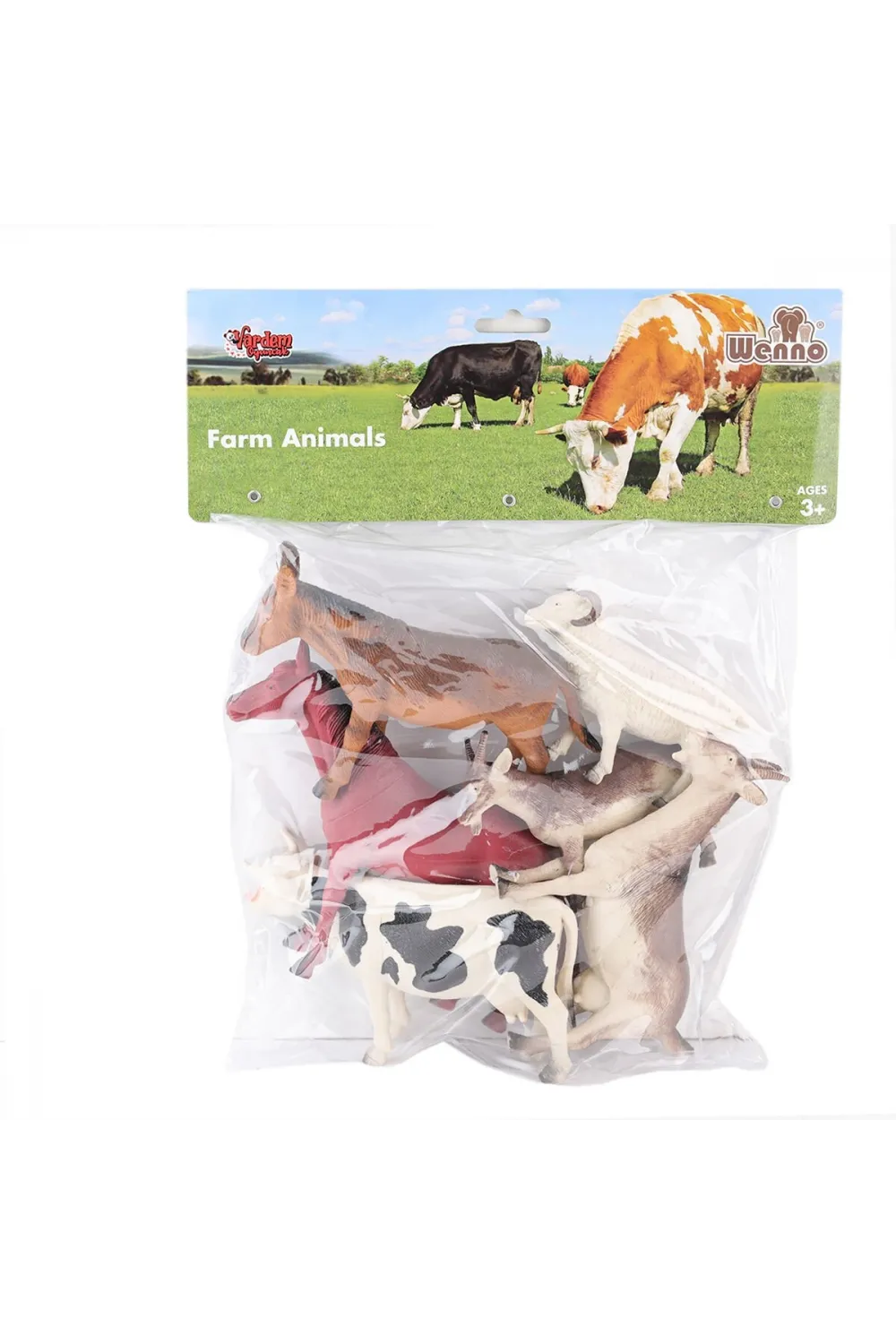 SH-9001-Vardem Poşetli 6Pcs 8 İnch  Çiftlik Hayvan ve Dinozor Set