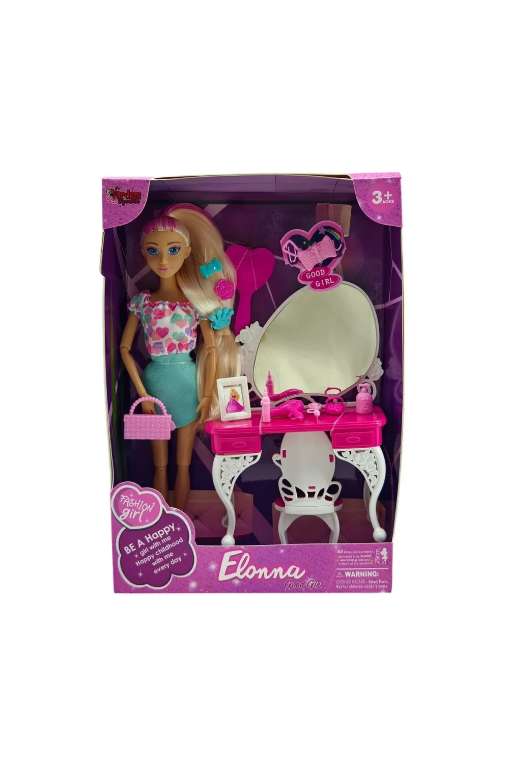 WG66906 -Vardem Kutulu  Güzellik Masalı Bebek Set 11,5 inç