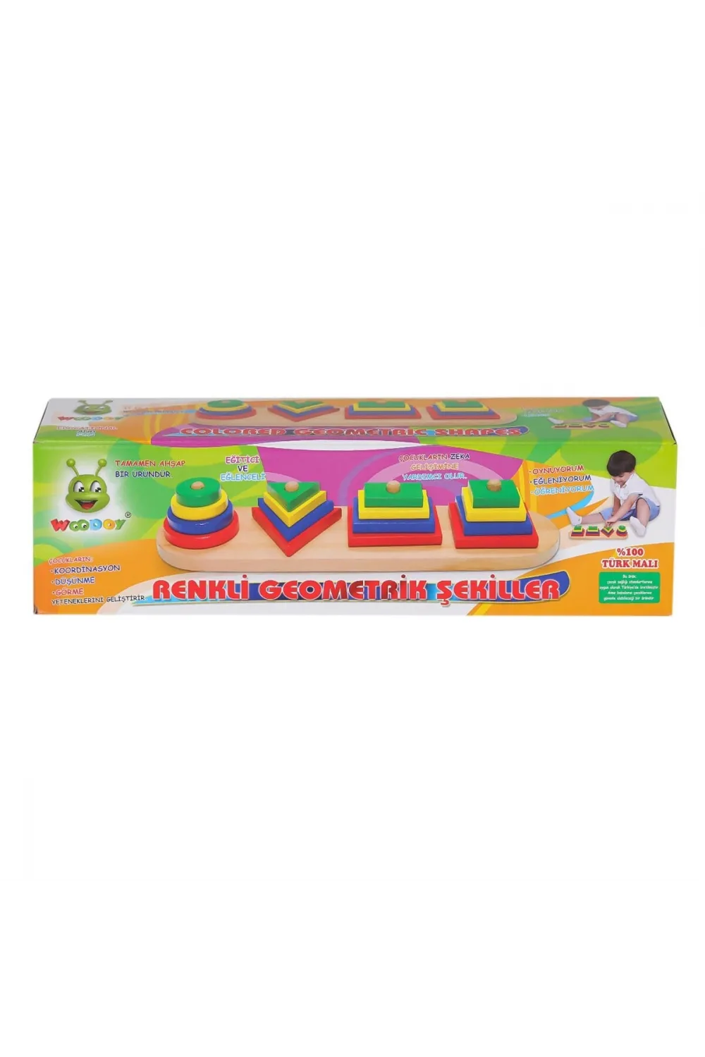 KR006 Woodoy Renkli Geometrik Şekiller -Karsan  Oyuncak
