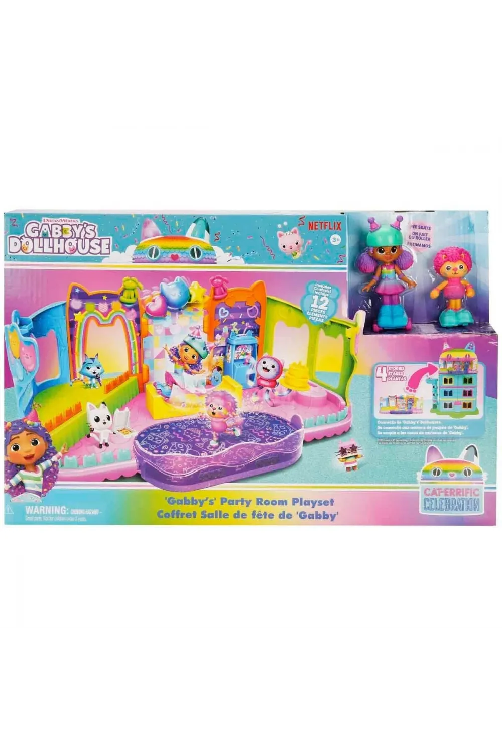 69755 SUN-SPM-FİGÜR OYUN SET GABBY S DOLLHOUSE ÇATI KATI PATEN PARTİSİ