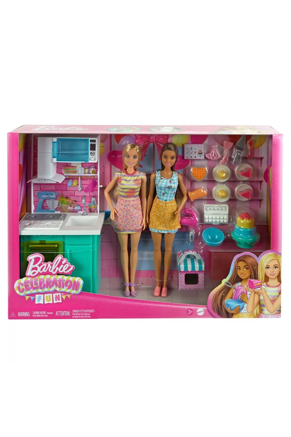 HJY94 Barbie Brooklyn ve Malibu Pasta Yapıyor Oyun Seti