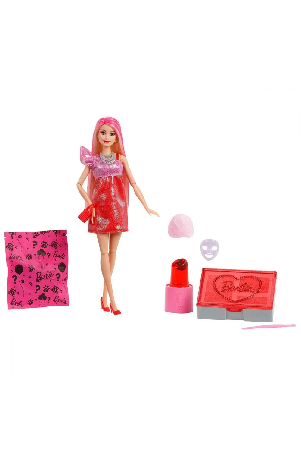JFY68 Barbie Party Unboxed Glam Party Serisi - Kırmızı Elbiseli