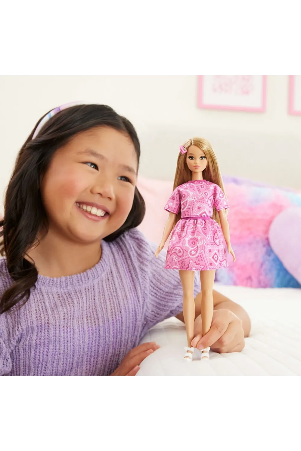 JJN62 Barbie Fashionistas - Damla Desenli Elbise