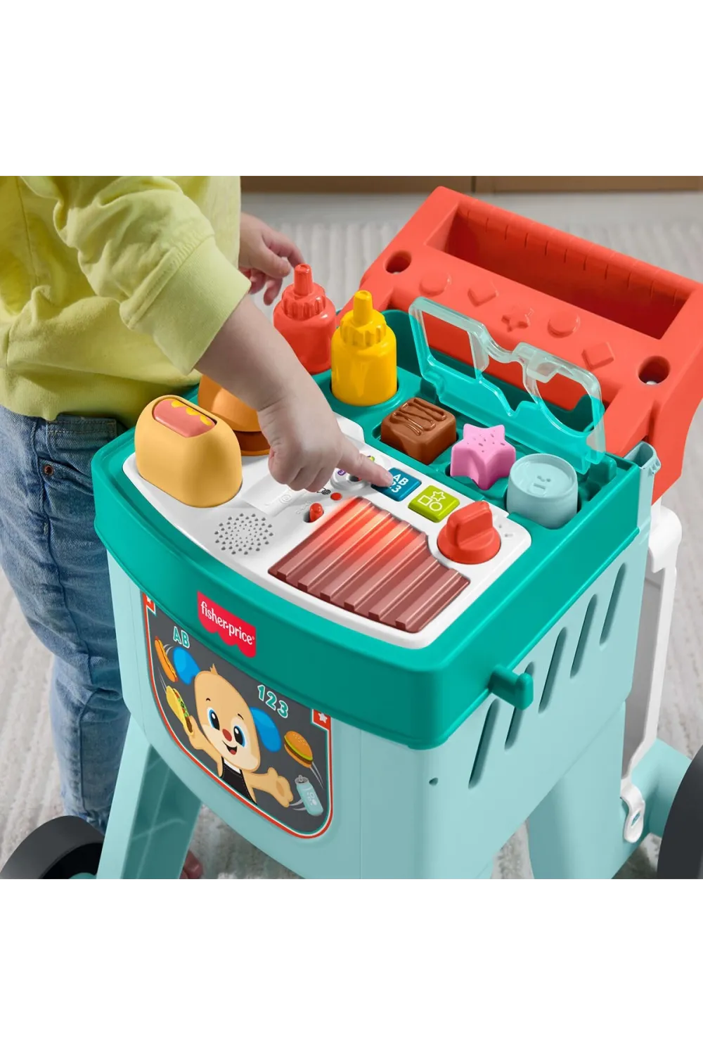 JLM95 Fisher-Price Eğlen ve Öğren 4ü 1 Arada Alışveriş Sepeti Yürüteç