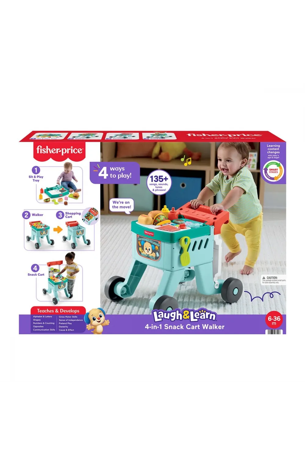 JLM95 Fisher-Price Eğlen ve Öğren 4ü 1 Arada Alışveriş Sepeti Yürüteç