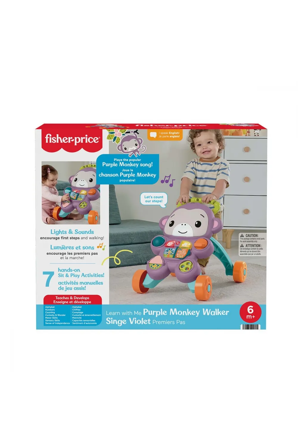 JGW94 Fisher-Price Benimle Öğren Mor Maymun Yürüteç