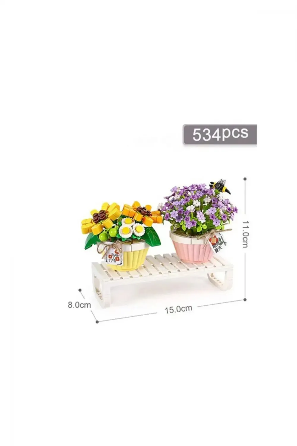LZ1674 LOZ Eternal Flowers Serisi - Saksıda Çiçekler Letters from Spring Baby’s Breath Daisy With Bee 534 Parça Yapım Seti
