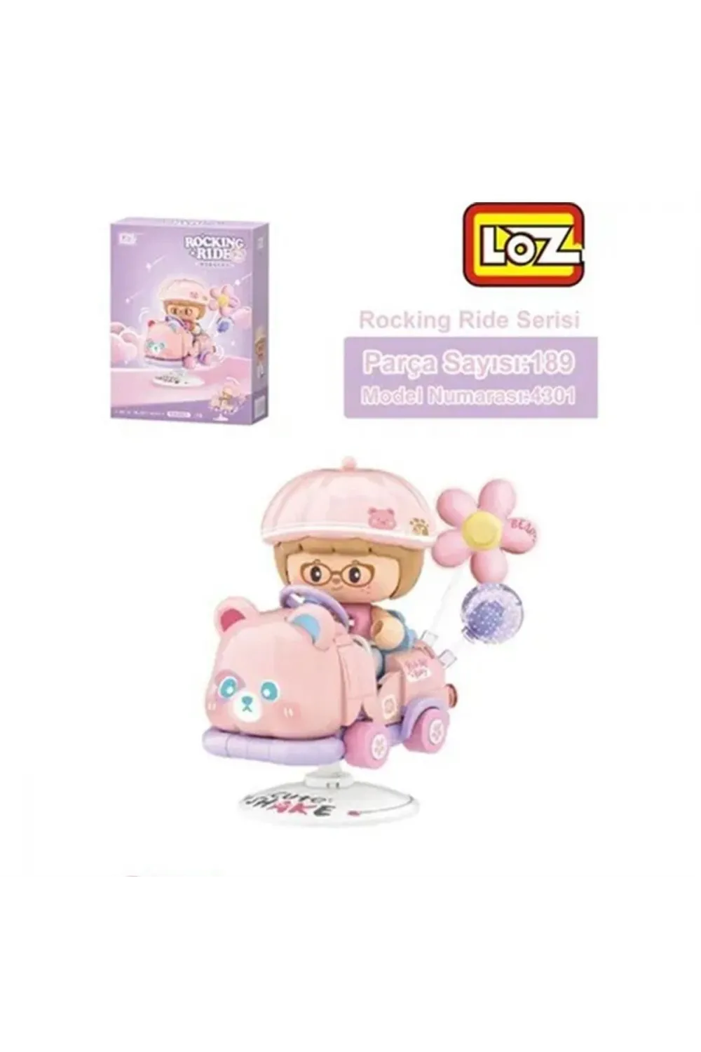 LZ-4301 LOZ PEMBE AYI SALLANMA SÜRÜŞÜ 189 PARÇA BLOCK OYUNCAK