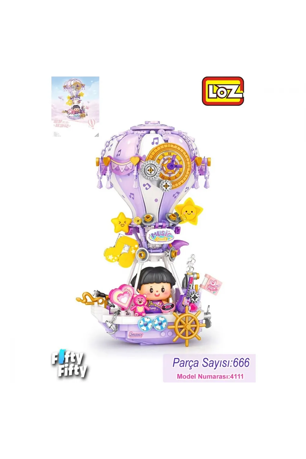 LZ4111 LOZ  MOR HAVA BALONU  BLOCK OYUNCAK 666 PARÇA
