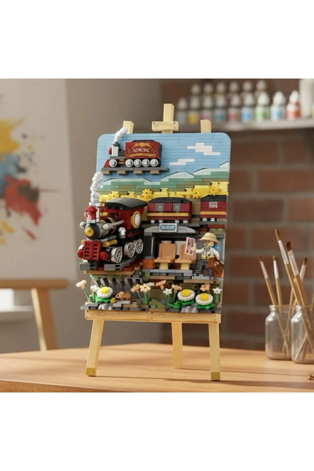 LZ-1296 LOZ TREN İSTASYONU AHŞAP BOYAMA 758 PARÇA BLOCK OYUNCAK