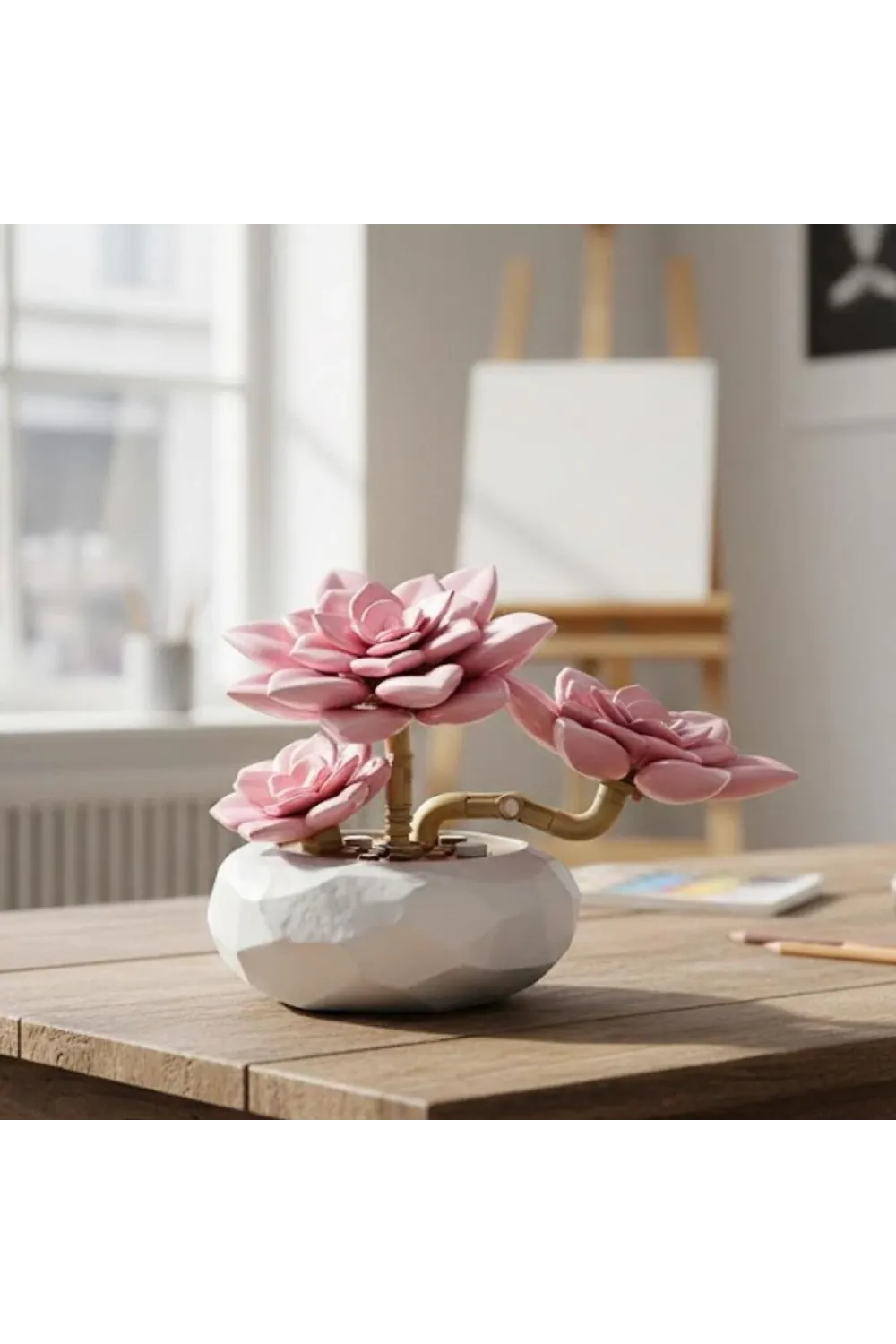 P655064 PANLOS PEMBE NİLÜFER SUKULENT MODEL 82 PARÇA BLOCK OYUNCAK