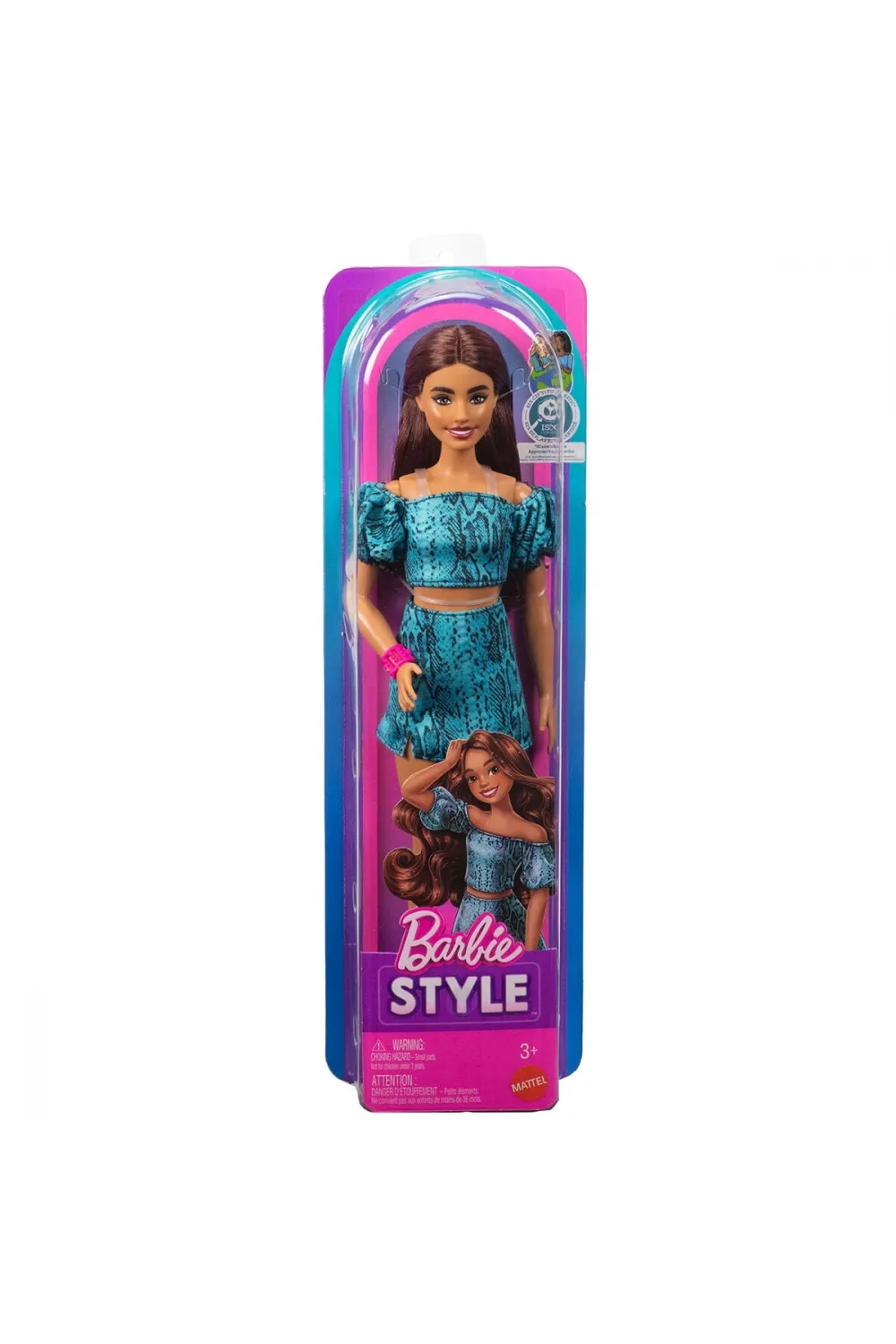 JJN63 Barbie Fashionistas - Turkuaz Renkli Leopar Desenli Elbise
