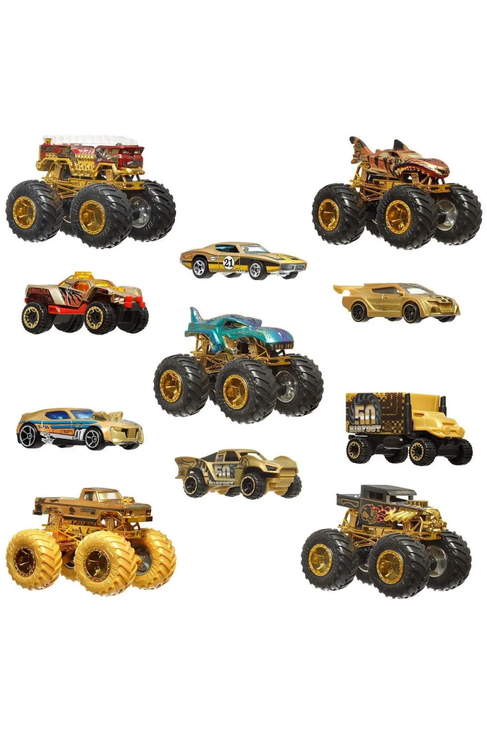 JDW07 Hot Wheels Monster Trucks Bigfoot Trophy Şampiyonları Araba ve Kamyon Çokl