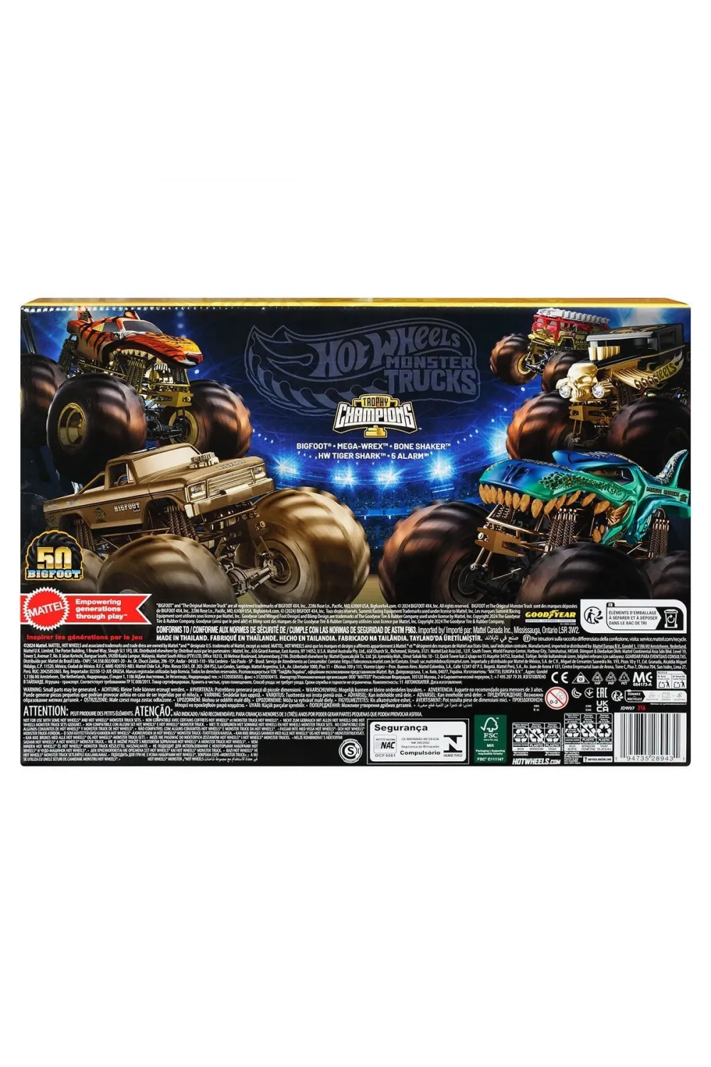 JDW07 Hot Wheels Monster Trucks Bigfoot Trophy Şampiyonları Araba ve Kamyon Çokl