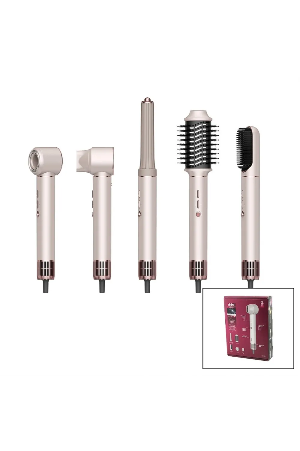 Rose Gold Air Brush 5in1 Bukle-Hacimle-Düzleştir-2-Fırça Saç Kurutma Ve Şekil Makinesi 1300 W 3-Kdm.hız Ve ℃ IEGSYIA