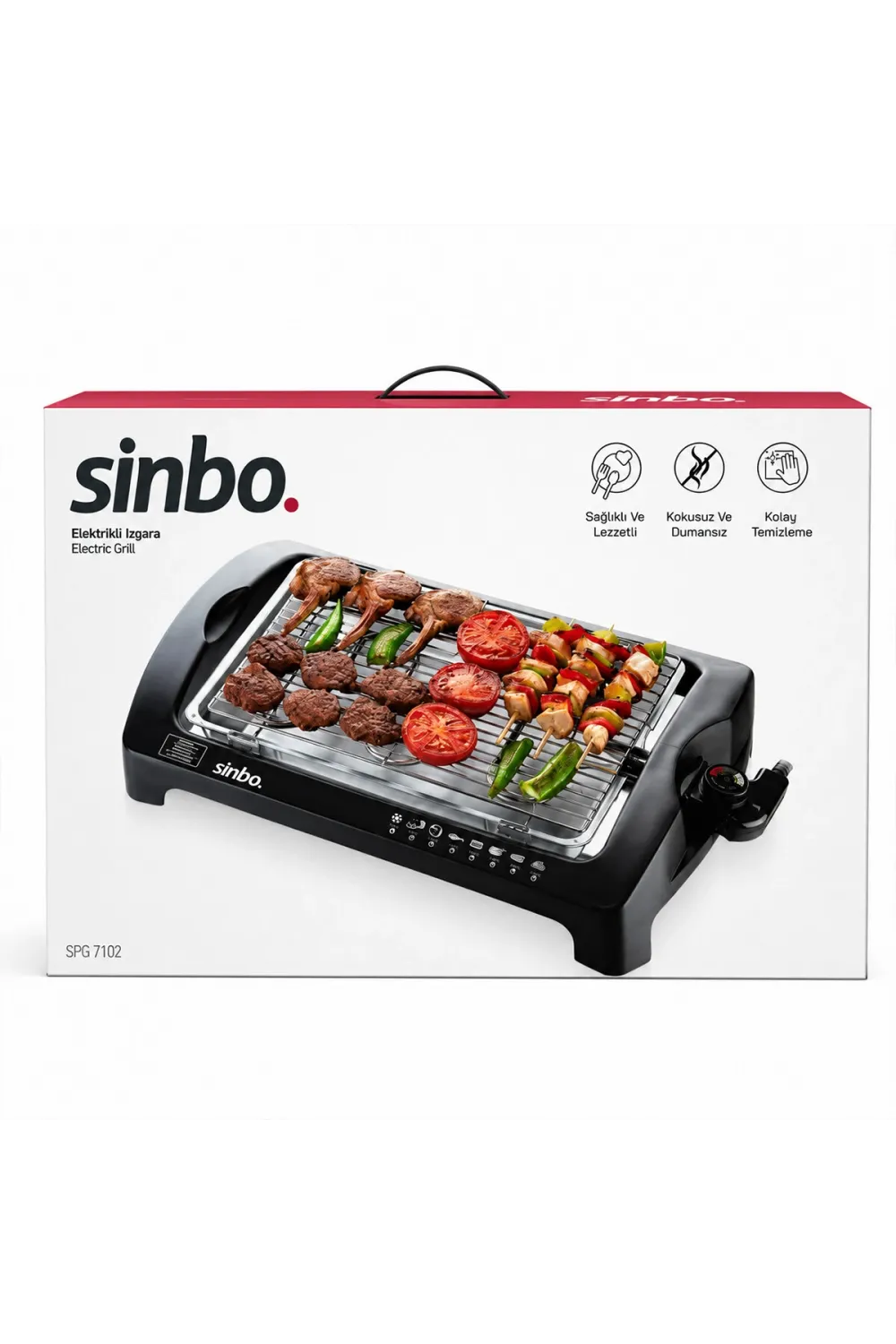 Sinbo Sbg-7102 Elektrikli Izgara (kokusuz & Dumansız) (5 Kademeli Termostat=100-260℃) ( Yapışmaz ) (kolay Temizlenir) (2000w)*2