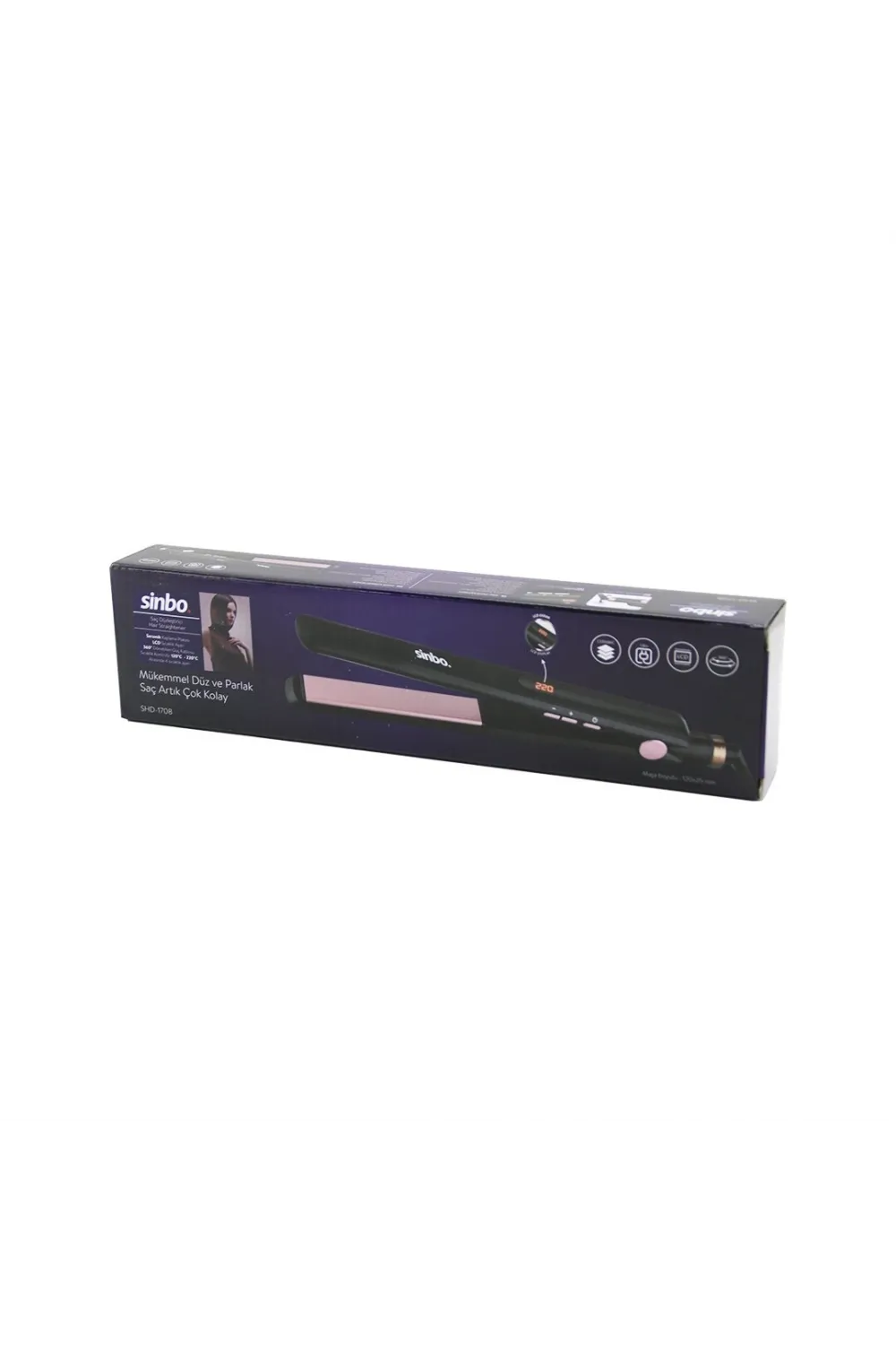 120X25MM Dijital Saç Düzleştirici Makine Seramik Kaplama 120-220℃ 360° KABLO=1.8MT SHD-1708