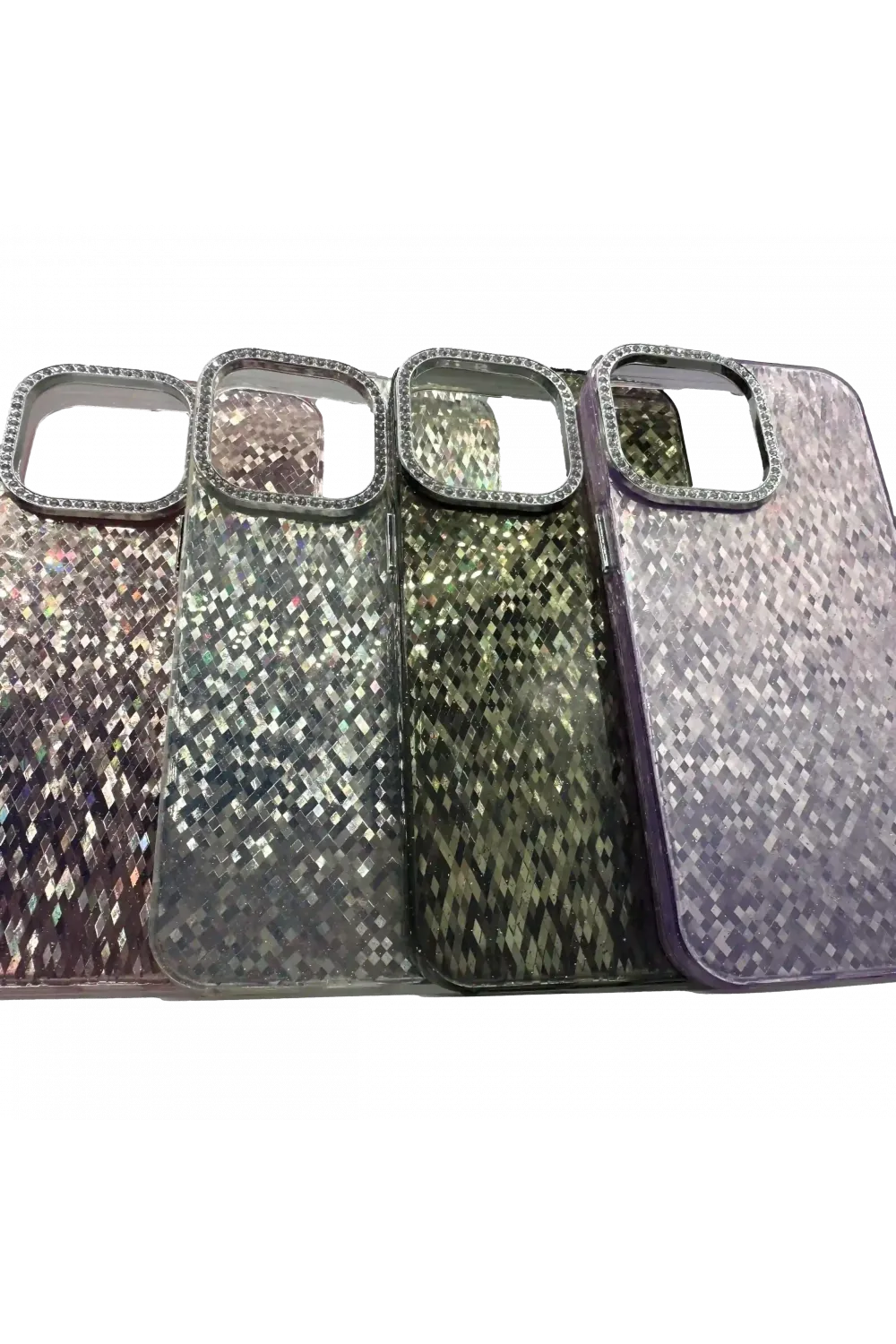 iphone 15 Pro – Taşlı Simli Silikon Kılıf Kapak VTX-6157